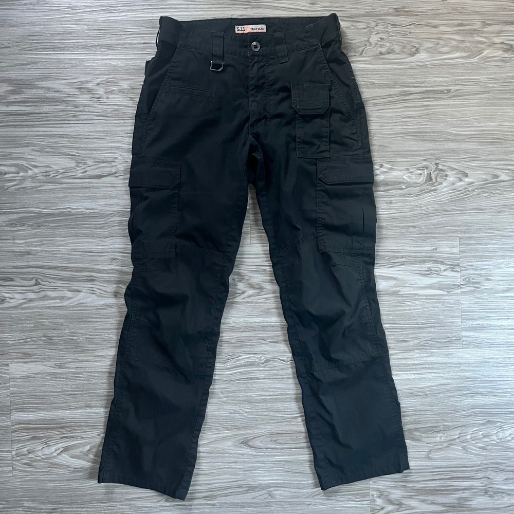 5.11 Tactical Mens 28x30 Black Cargo Pants Cotton Canvas Work Trousers 74251
